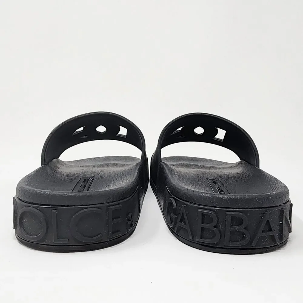 Dolce & Gabbana Black Logo Rubber Pool Slides Women EU35/US5 Cushion Sole